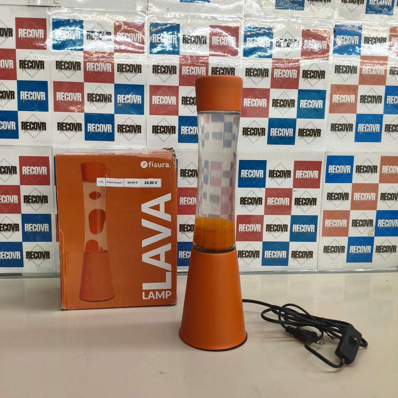 Fisura, lámpara de lava naranja con bombilla de repuesto