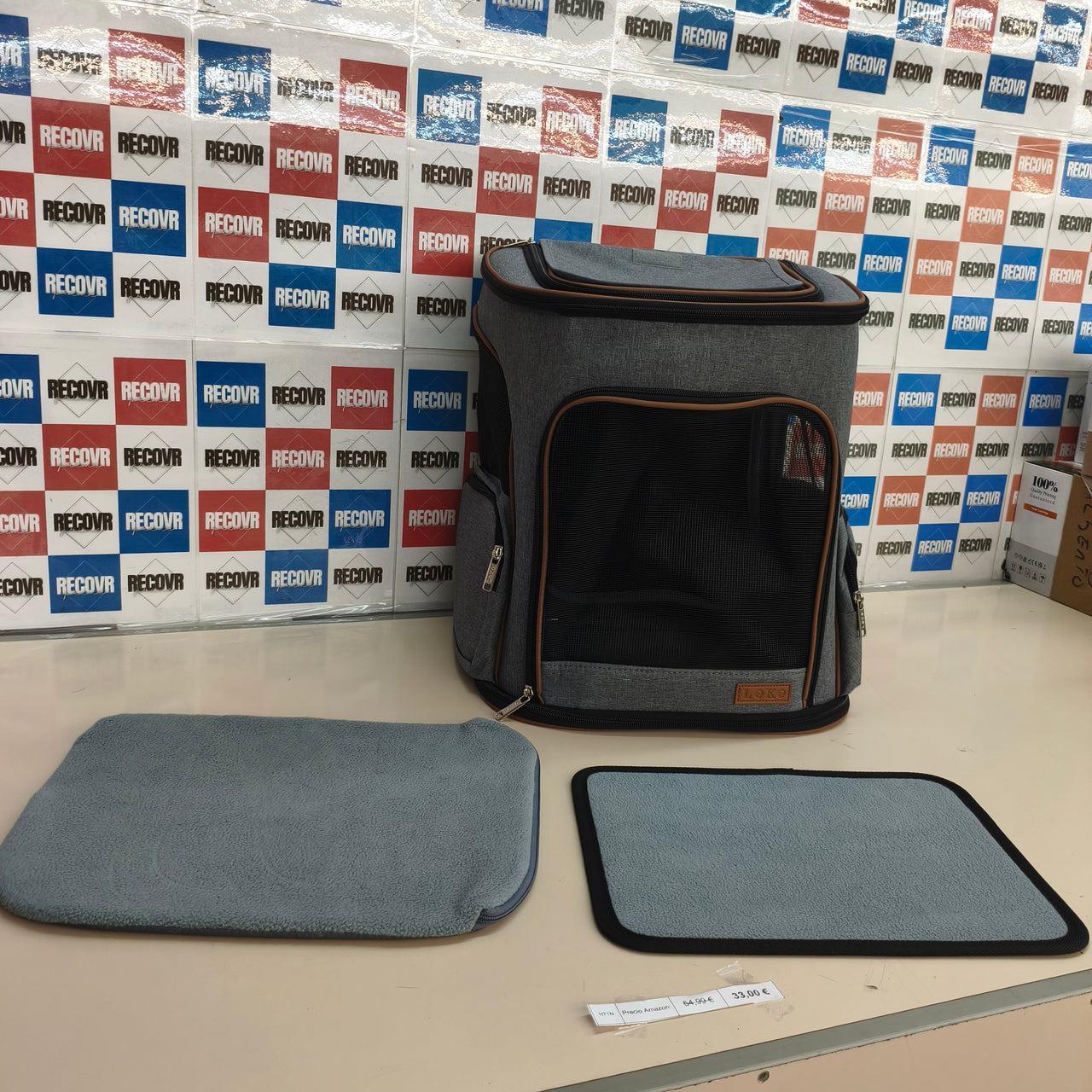 Lekesky: mochila transportín expandible para gatos y perros, gris (XL)