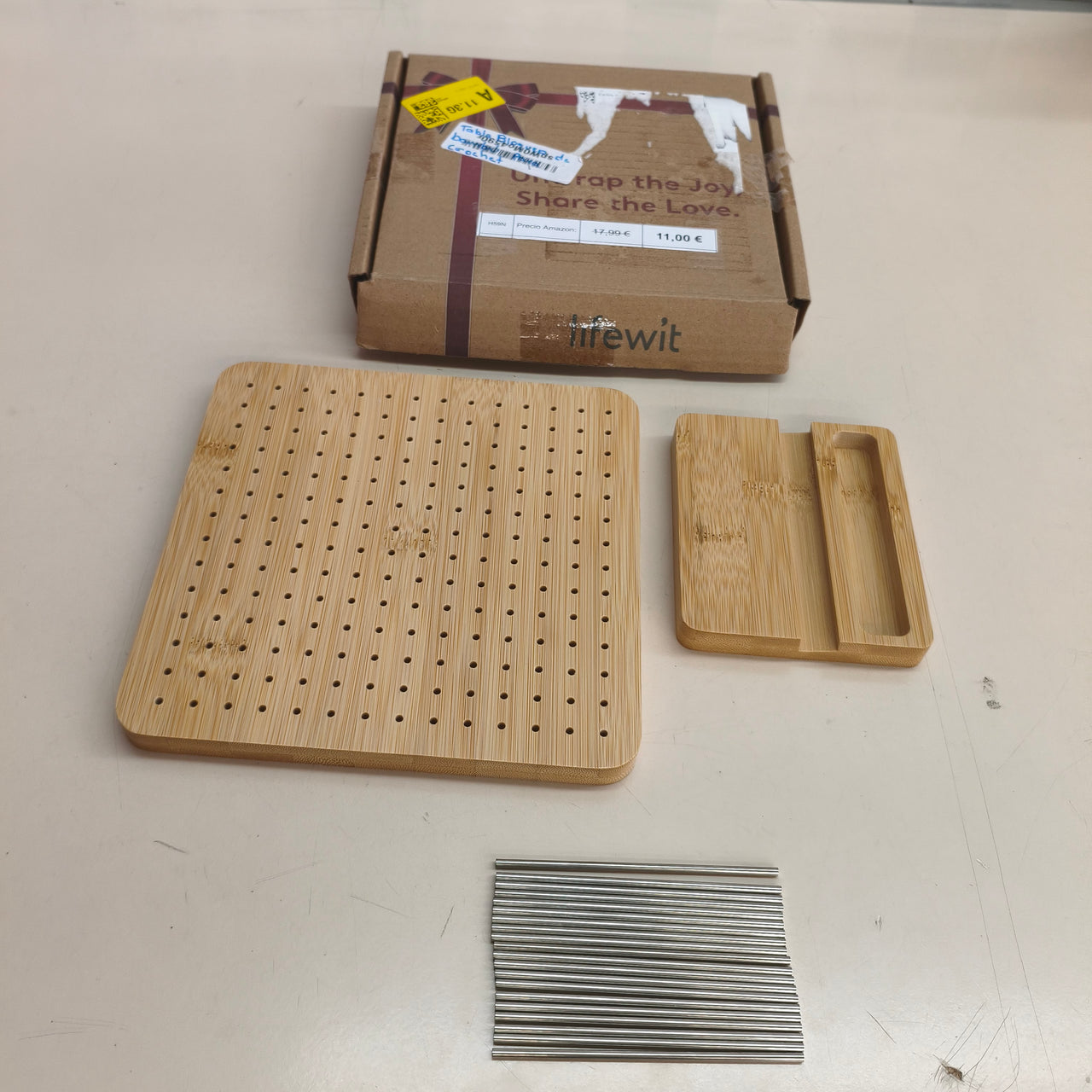 Lifewit: bloqueador de bambú de 20 cm con 20 pines para crochet