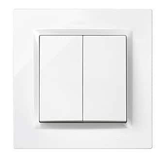 SIMON - Interruptor Conmutador Doble, Serie Simon 10, 230V, Interruptor de Pared Interior, Fácil de Instalar, Incluye Marco, Tapa y Mecanismo, Color Blanco