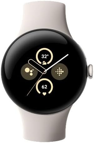 Pixel Watch 2 – het beste van en Fitbit – hartslagmeting, stressmanagement, veiligheidsfuncties – Android – aluminium behuizing in gepolijst zilver – sportarmband in porselein – LTE