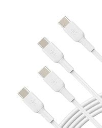 Belkin BoostCharge cable USB-C a USB-C (cable USB-C de carga rápida para iPhone 16, iPhone 15, Galaxy S24, S23, Google Pixel, iPad, MacBook, Nintendo Switch y más, cable USB Tipo C) 1 m, 2 uds, blanco
