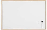 Bi-Office Lavagna Magnetica Bianca Basic Con Cornice In Legno, Superficie Speciale Cancellabile A Secco, 900 x 600 mm