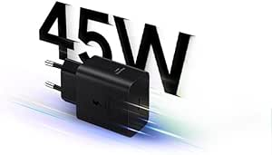 Samsung Cargador USB C, Adaptador de Corriente 45 W Ultra rápido, Adaptador USB C a USB, Cargador Samsung Carga rápida, Negro