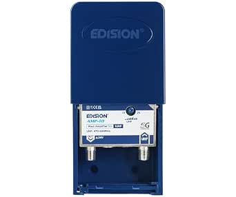 EDISION AMP-10 Mastverstärker 1UHF, 10-25db Einstellbar, 107dBmV, 24V, para Digitale Terrestrische DVB-T/T2 Antennnen adecuado, Frequenzbereich UHF 470-694Mhz, 5G LTE Filter