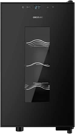 Cecotec Vinoteca de 8 Botellas Bolero GrandSommelier 820 CoolCrystal. 23 Litros, Sistema Termoeléctrico de Enfriamiento, Alto Rendimiento, Temperatura Regulable, Luz LED Interior