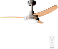 Cecotec Ventilador de Techo con Mando a Distancia y Luz EnergySilence Aero 480. 65 W, 106 cm de Diámetro, 3 Aspas Reversibles, 3 Velocidades, Acabado en Madera Nogal/Haya