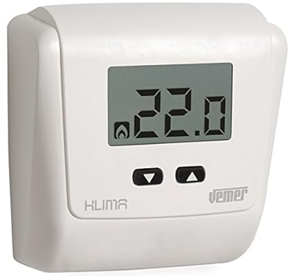 VEMER VE730800 KLIMA LCD - Termostato Elettronico da Parete, Alimentazione 230V, Bianco