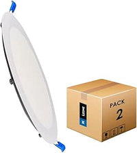 M Ledme - Pack 2, Downlight LED 220mm 20W, 2000 lúmenes, Panel Redondo Extraplano, Color Luz fría (6000k), Corte estándar 205 mm, Driver incluido, LM5551.