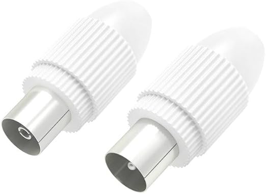 Hama 2 Prises Antenne TV Coaxiale,1 Mâle + 1 Femelle, Diam 5-7mm, Blanc