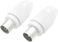 Hama 2 Prises Antenne TV Coaxiale,1 Mâle + 1 Femelle, Diam 5-7mm, Blanc
