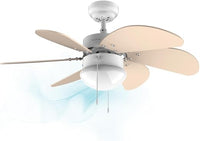 Cecotec Ventilador de techo EnergySilence 3600 Vision SunLight. 50 W, Diámetro 92 cm, Lámpara, 3 Velocidades, 6 Aspas reversibles, Función Verano/Invierno, Interruptor de Cadena, Blanco/Amarillo