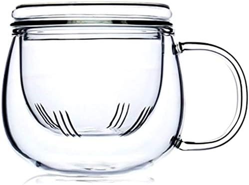 KONAMO Taza de té de vidrio con infusor de 12 onzas, taza de vidrio de borosilicato, duradera, resistente al calor, adecuada para té, bebidas, café helado