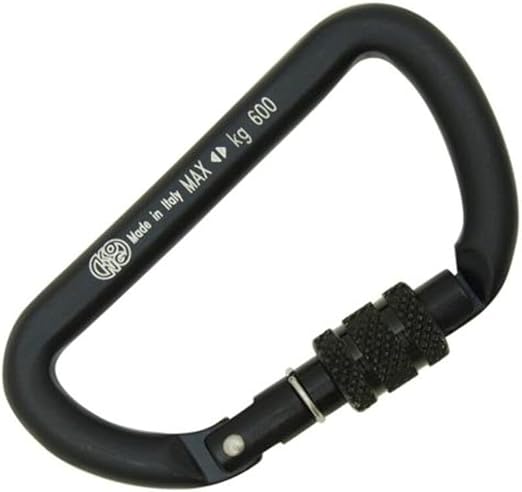 KONG Mini D iniosquetón Aluminio-anodizado Rosca Mosquetón, Adultos Unisex, Negro/Negro (Multicolor), 80mm