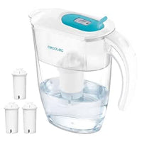 Cecotec Jarra Purificadora de Agua H2ONature 2400 Active. Filtro de cuatro capas, Indicador LCD, Capacidad máxima 2,4 L sin filtro, Tapa Extraíble, Incluye 3 Filtros