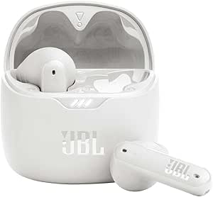 JBL Tune Flex TWS, Auriculares In Ear inalámbricos con cancelación activa del ruido, graves potentes, resistencia al agua IPX4, 8 a 24h de batería, estuche de carga, blanco