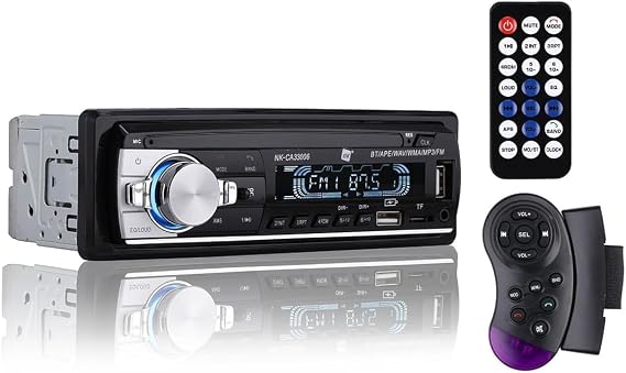 NK Auto Radio Bluetooth 5.0 con RDS, Doble USB, AUX y Ranura TF–1 DIN Reproductor MP3 para Coche 4x40W, Pantalla LCD, Manos Libres, Control Remoto, Audio Stereo Calidad, Compatible con iOS y Android