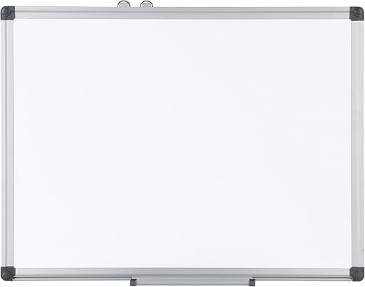 Pizarra blanca Albyco de 60 x 90 cm - incluye kit de inicio - rotuladores - imanes y borrador - Borrable en seco.