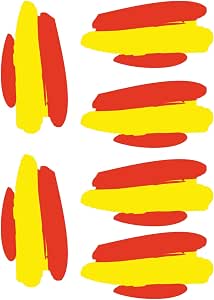 PROMO-SHOP - Pack de 6 Pegatinas España, Formato DTF Resistente, Pegatinas para Casco, Moto, Coche, Stickers Bandera España, Fabricación Nacional, Tamaño 7,5 x 3,5 cm