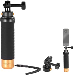 Neewer Empuñadura Flotante para cámara de acción con Adaptador de Montaje de liberación rápida, Adaptador de Tornillo de 1/4 Pulgadas y Correa de muñeca, Kit de Accesorios de Mango Submarino