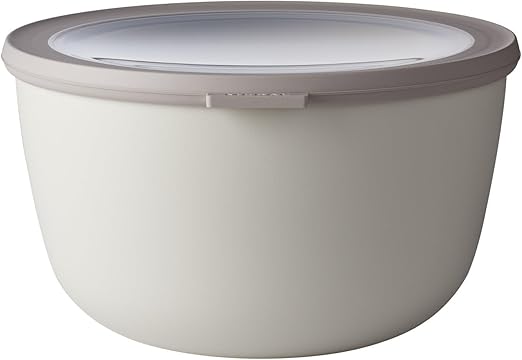 Mepal - Multi Bowl Cirqula Round - Contenitori Plastica con Coperchio - Adatto come contenitore ermetico per Frigo, microonde, Congelatore e piatti da portata - Ciotole Cucina - 3000 ml - Nordic White
