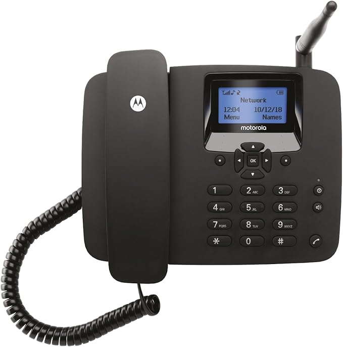 Motorola Voice - FW200L Teléfono Fijo Inalámbrico 2G, gsm Quad Band, Respaldo de Batería, Micrófono Silenciado, Manos Libres - Color Negro