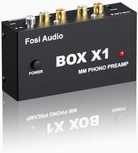 Fosi Audio Box X1 Preamplificador Phono para Tocadiscos MM, Mini Preamp Audio Estéreo Hi-Fi para Fonografías/Lectores de Discos, con Auriculares de 3,5 mm y Salida RCA, con Alimentación DC 12V