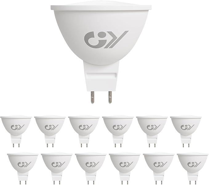 GY Bombilla LED GU5.3 12V 4.5W, (Eq. 40W) 663LM 3000K Blanco Cálido, Ángulo de Haz 110°, Sin Parpadeo, CRI＞80, No Regulable, Bombillas LED MR16 Clase C, Paquete de 12