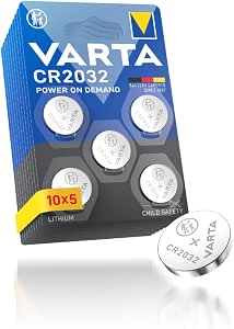 VARTA Pilas de Botón CR2032, paquete de 50, Power on Demand, Lithium, 3V, embalaje seguro para niños, para dispositivos Smart Home, llaves de coche y otras aplicaciones