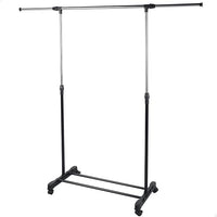AKTIVE MAX Home Perchero de Ropa Altura Ajustable, 150x44x160 cm, Peso máximo soportado X, con balda para Zapatos, con Ruedas, Extensible, Moderno, Negro y Acero, Minimalista (18807)