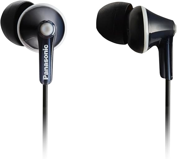 Panasonic RP-HJE125E-K ErgoFit Auriculares con Cable , Intraaurales Tipo Canal, Ajuste Personalizado, Cable de 1,1 m, Conector de 3,5 mm, Color Negro