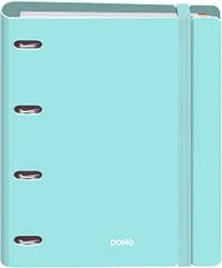 Dohe - Archivordner con Nachfüllung - 4-Ring Polyfoam Ordner, A4 (28x32 cm), 100 Karopapier-Blätter, weich, strapazierfähig, Farbabtrennungen, Extra Aufbewahrungsumschlag y Gummiband - SERENITY Grün
