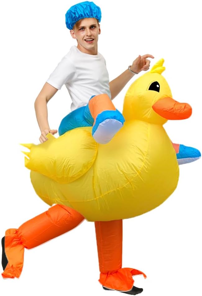 JASHKE Disfraz inflable de pato amarillo para adultos