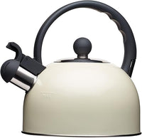 KitchenCraft Living Nostalgia Tetera Vintage con Silbadora, Calentador de Agua para Cocinas de Inducción y Eléctricas; 1.4L, Metálica, 18 x 21.5 x 21 cm - Color Crema