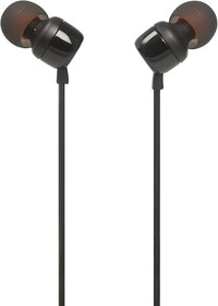 JBL Tune 110 – In-Ear Auriculares con verwicklungsfreiem Flachbandkabel y Mikrofon in Negro – para grenzenlosen Musikgenuss con der Pure Bass Sound Technologie