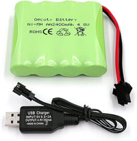 Gecoty® Batería Recargable NiMH AA, Batería 4.8V 2400mAh RC con Cable de Carga USB para Juguetes de Control Remoto,vehículos Todoterreno y vehículos de Escalada