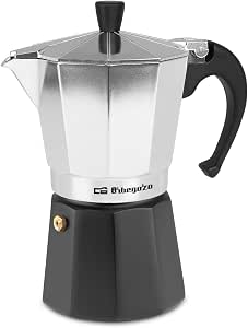 Orbegozo KFM 630, Cafetera italiana, 6 tazas, mango ergonómico, apta para cocinas de gas, eléctricas y de vitrocerámica, aluminio, válvula seguridad