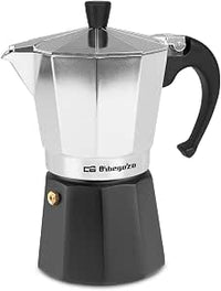 Orbegozo KFM 630, Cafetera italiana, 6 tazas, mango ergonómico, apta para cocinas de gas, eléctricas y de vitrocerámica, aluminio, válvula seguridad