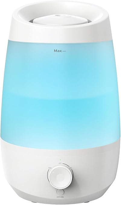 AROEVE Humidificador, 2,5L Humidificador Aceites Esenciales, 250 ml/h, 25H Difusor de Aceites Esenciales, Apagado Automático, 25 dB Silencioso para Bebés y Plantas, Blanco