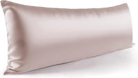 Zenssia Funda de almohada para dormir de lado, 40 x 145 cm, 1 unidad, de satén, suave como de seda, 40 x 145 cm, cuidado del cabello y la piel con cremallera, color topo