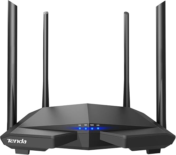 Tenda AC6 Router Inalámbrico Inteligente de Doble Banda (AC1200, 4 Puertos Megabit, WiFi Inteligente, Ahorro de Energía, 4x 5dBi HG Antenas), Color negro