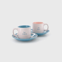 Mr.Wonderful - Set 2 tazzine espresso - Sei unico. Tu sei mio - Regalo per la Festa della Mamma - Set di 2 tazzine da caffÃ¨ in ceramica. Include 2 piatti piccoli