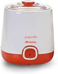 Ariete 621 Yogurtera, capacidad 1 litro, 20 W, 12 horas preparación, tapa doble, diseño compacto apto lavavajillas, color blanco naranja