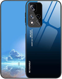 UPLAI Funda para Xiaomi Redmi Note 11 Pro+ Plus 5G, Ultra Delgado Degradado de Color Vidrio Templado Antigolpes Carcasa, Silicona TPU Suave Elegante Estuche Caso.Azul Negro