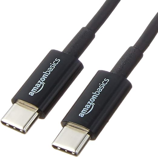 Amazon Basics Cable de Carga rápida USB-C a USB-C 2.0, Velocidad de 480 Mbps, Certificado USB-IF, para Apple iPhone 16/15, iPad, Samsung Galaxy, tabletas, Ordenadores portátiles, 0.9 m (3 pies),Negro