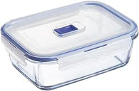 Luminarc 9207677 Pure Box Active - Recipiente Hermético Rectangular, Vidrio, Transparente y Azul, 1.22 L