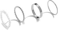 Zeayebsr 4 anillos de mujer de acero inoxidable fino nudillos anillo Midi Twist anillo llano apilable plata minimalista pulgar banda anillo conjunto para mujeres niñas