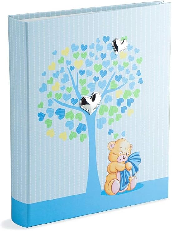 Mareli Álbum de fotos de nacimiento de bebé, 20 x 25 cm, árbol de la vida, celestial con plata