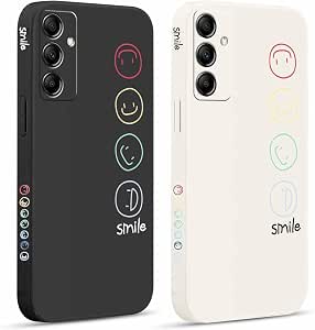 Pnakqil 2 Piezas Funda para Samsung Galaxy A25 5G 6,5", Carcasa Silicona Protección con Cámara Suave Mujer Cara Sonriente Cover Moda Cute Fundas Arañazos TPU Ultrafina Regalo Proteger Caso