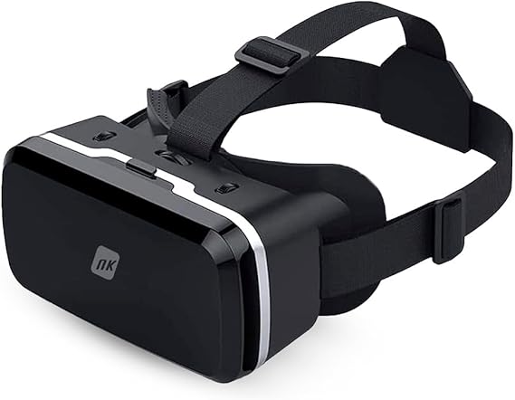 NK Gafas 3D VR para Smartphone - Gafas Inteligentes de Realidad Virtual para Smartphone Entre 4.7" - 6.53", Ángulo de Visión 90-100 Grados, Giro 360º, Ajuste Objetivo y Pupila Regulable - Negro